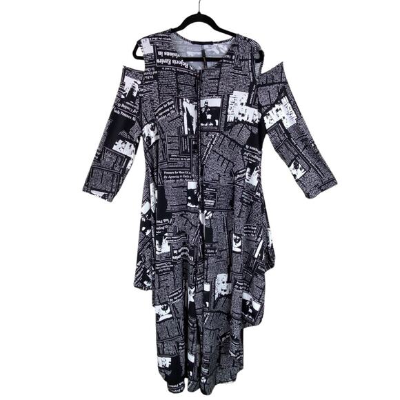 IC by Connie K Art to Wear Jump Suit Size XL Newspaper Print Funky - Picture 4 of 12